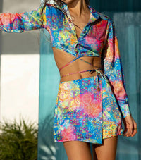 Luli Fama - Collared Wrap Crop Top