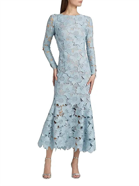 Oscar De La Renta - Long Sleeve Peony Guipure Lace Cocktail Dress