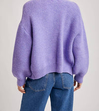 BluIvy Button Up Short Cardigan in very peri 1 - women's cardigan - detail view