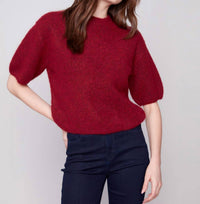 CHARLIE B Women's Elbow Sleeve Top in cabernet - women's long sleeve top