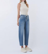 Vervet By Flying Monkey - High Rise Elastic Waistband Wide Barrel Jeans