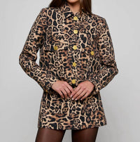 L'Agence Nyx Cropped Jacket in brown patch leopard - women's jacket