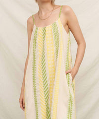 En Creme - Neon Embroidered Cami Maxi Dress