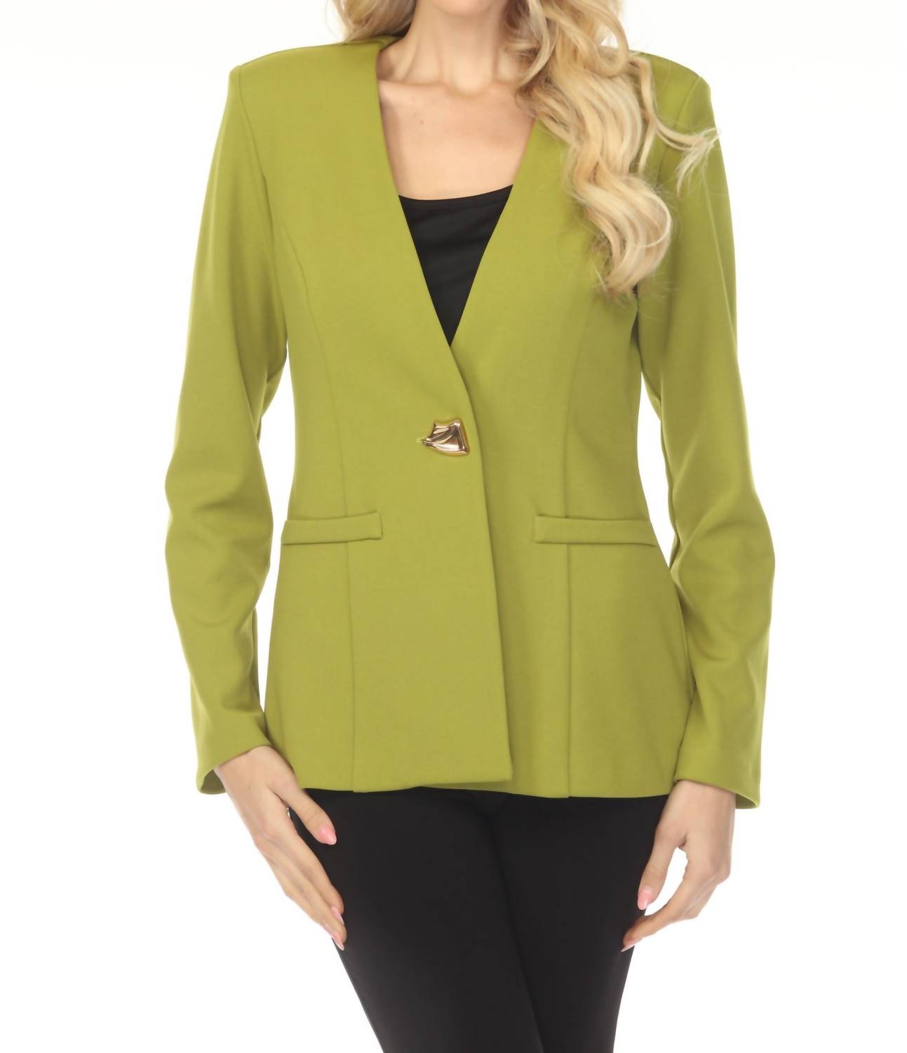 Joseph Ribkoff - Collarless Long Sleeve Blazer