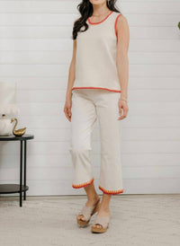 Charlie B - Embroidered Hem Denim Pant
