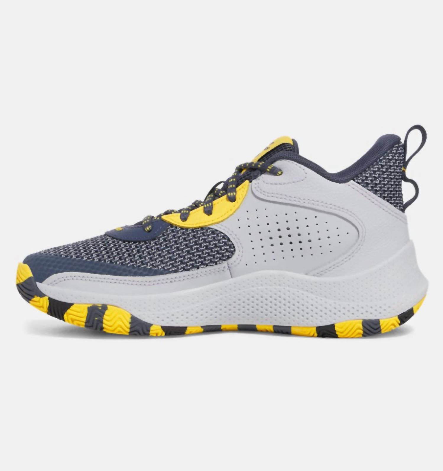 UNDER ARMOUR Kid's Curry 3z 24 Basketball Shoes in cool grey yellow accents - kids' sneaker - alternate view