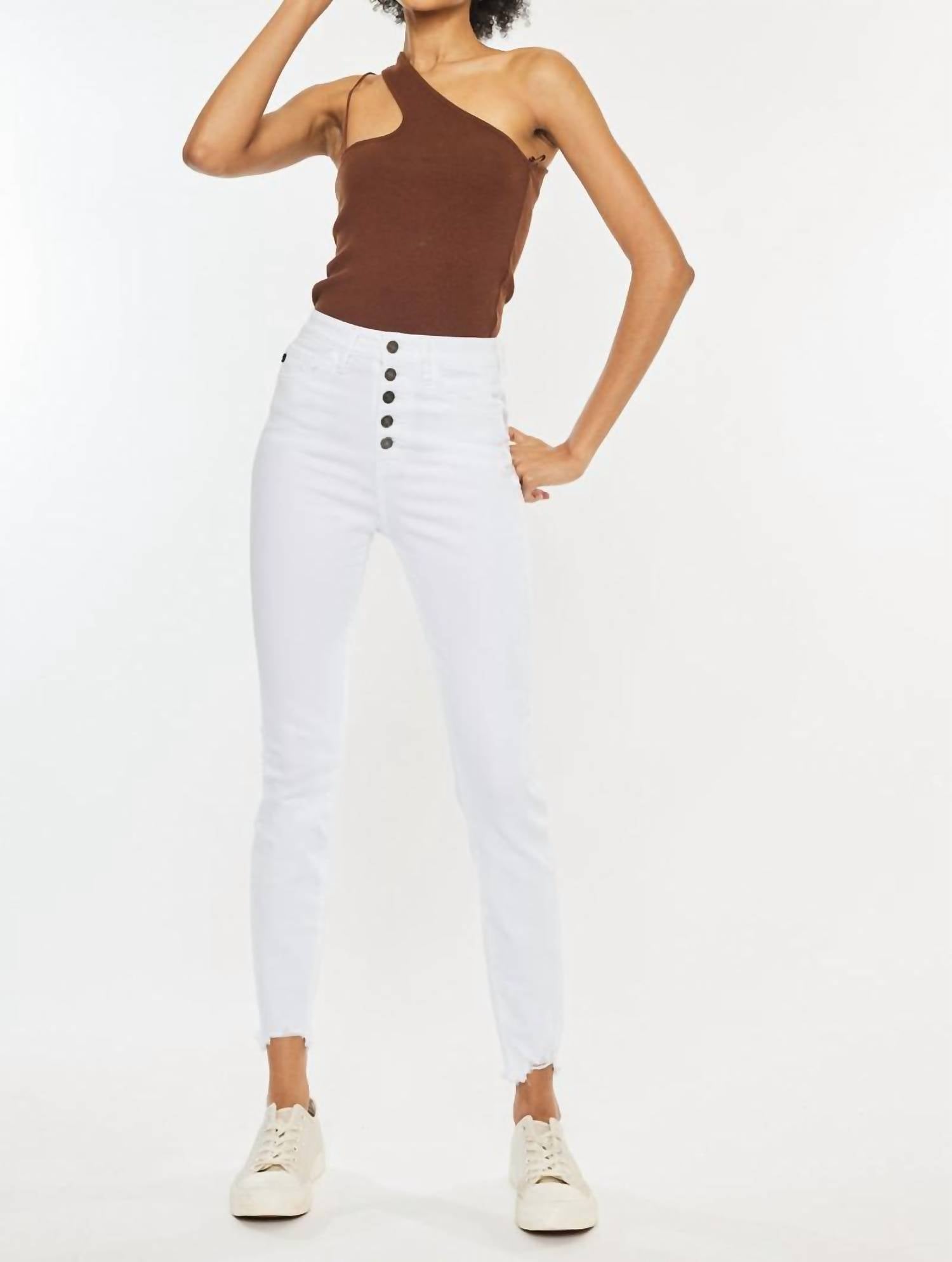 Kancan - High Rise Button Fly Distressed Super Skinny Jeans