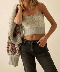 Promesa - Alpine-Knit Shrug Cardigan and Tube Top Set