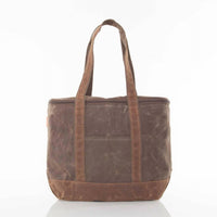 CB Station Women's Waxed Canvas Large Lunch Tote Cooler Bag in olive with khaki - women's bag