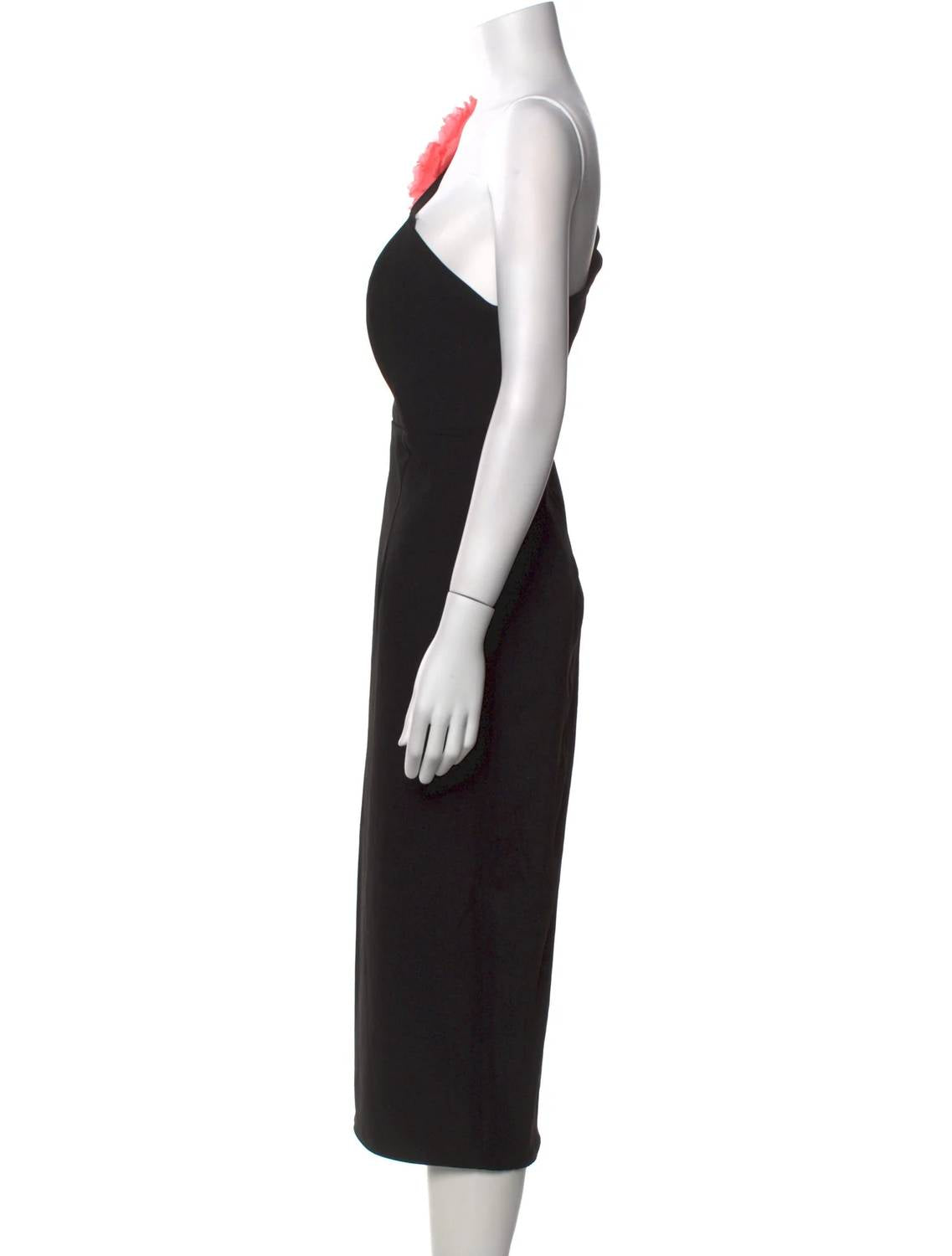 Mac Duggal - Crepe One-shoulder Midi Dress With Flower