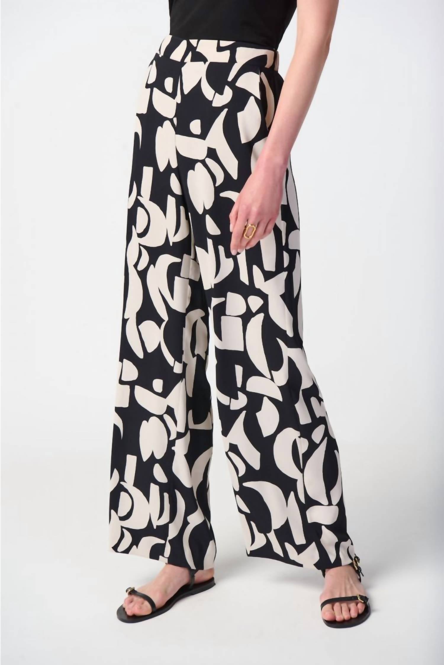 Joseph Ribkoff - Geometric Print Pull On Wide Leg Pant