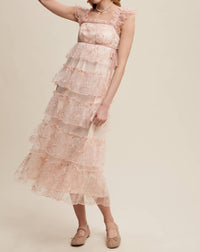 Listicle - Delicate Floral Embroidered Lace Maxi Dress
