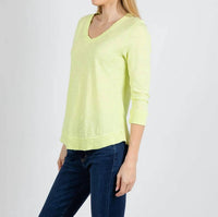Elliott Lauren - Silvie Rib Three-quarter Sleeve V-neck Tee
