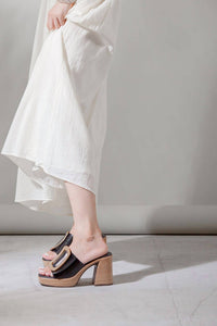 All Black - Women's Hi Elegante Buckle Heel
