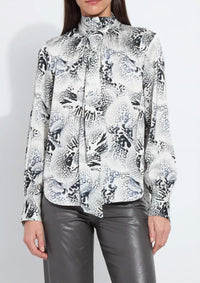 Lysse Women's Onyx Embellished Scarf Neck Blouse in winter orchid - women's blouse