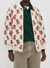The Great. - Zip Front Plush Bomber Jacket