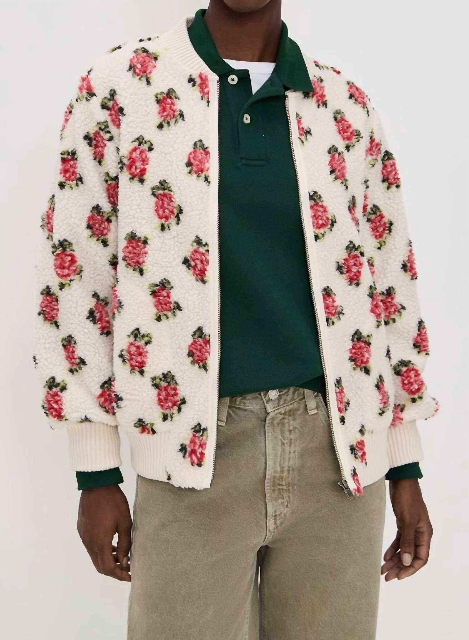 The Great. - Zip Front Plush Bomber Jacket