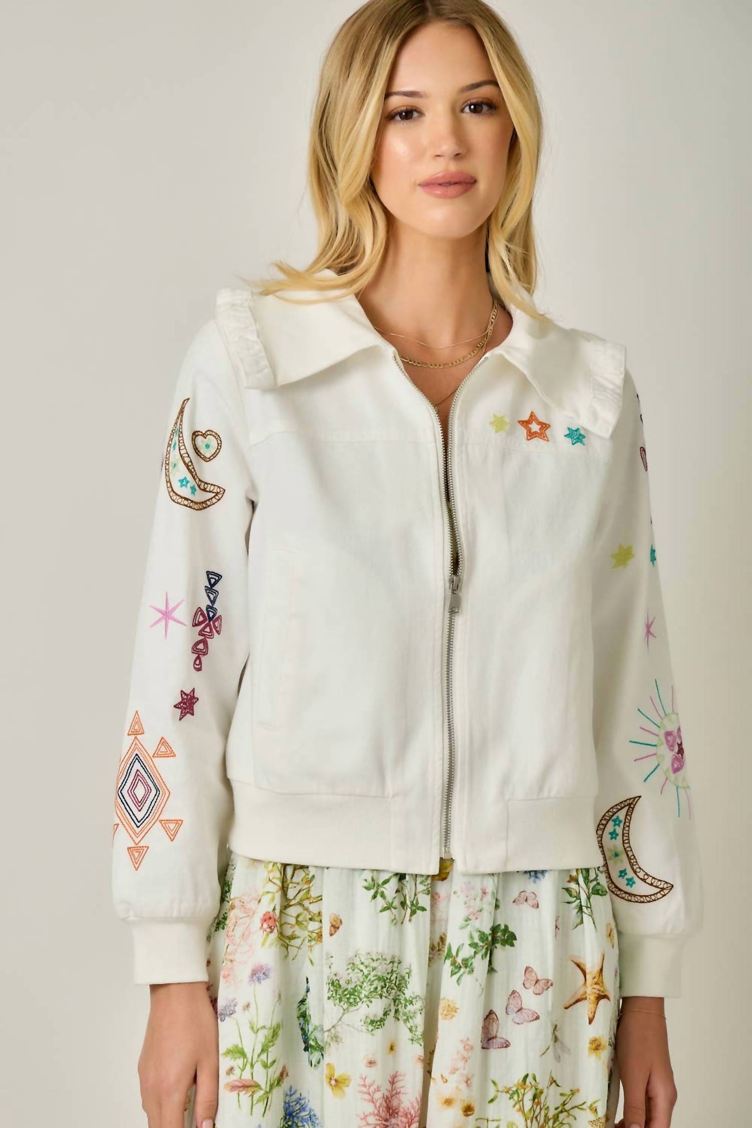 Mystree - Embroidered Blouson Jacket With Star Detail