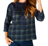 Layerz Clothing - Plaid Embroidered Top