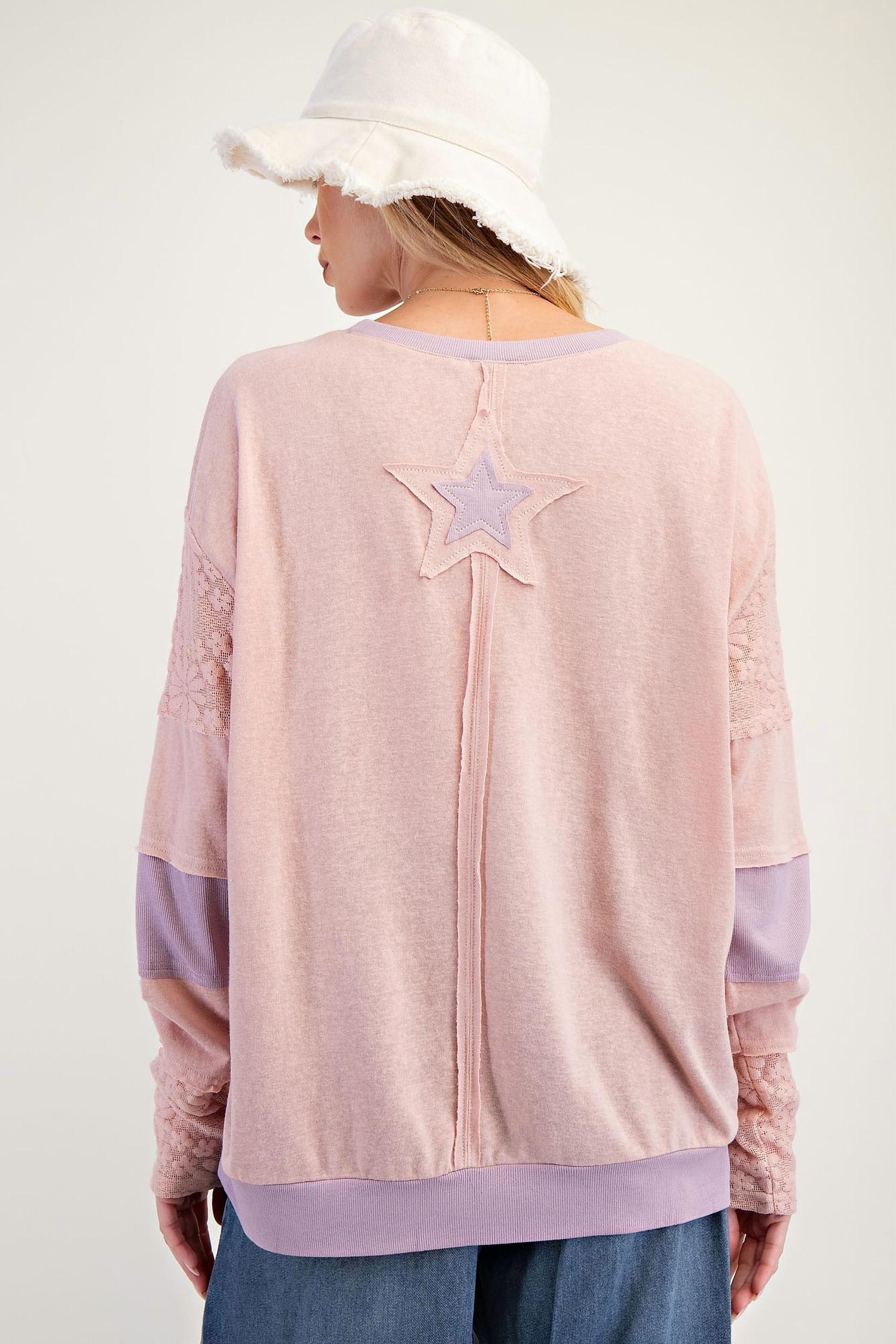 Easel - Star Patch Long Sleeve Top