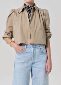 Citizens of Humanity Everly Shirred Crop Jacket in catalina - women's jacket