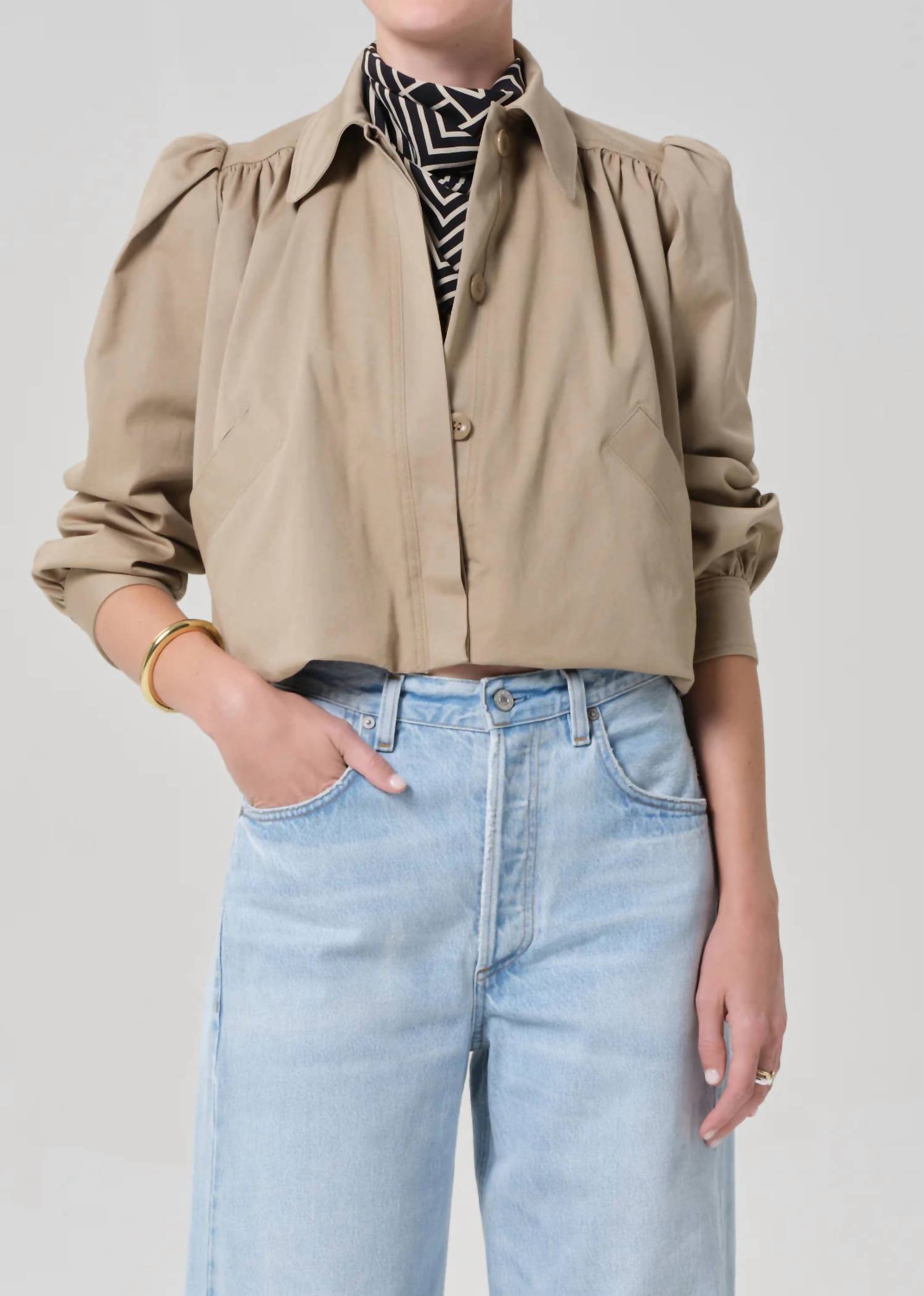 Citizens of Humanity Everly Shirred Crop Jacket in catalina - women's jacket