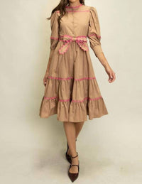 Heyson - Scallop Trim Tiered Midi Dress