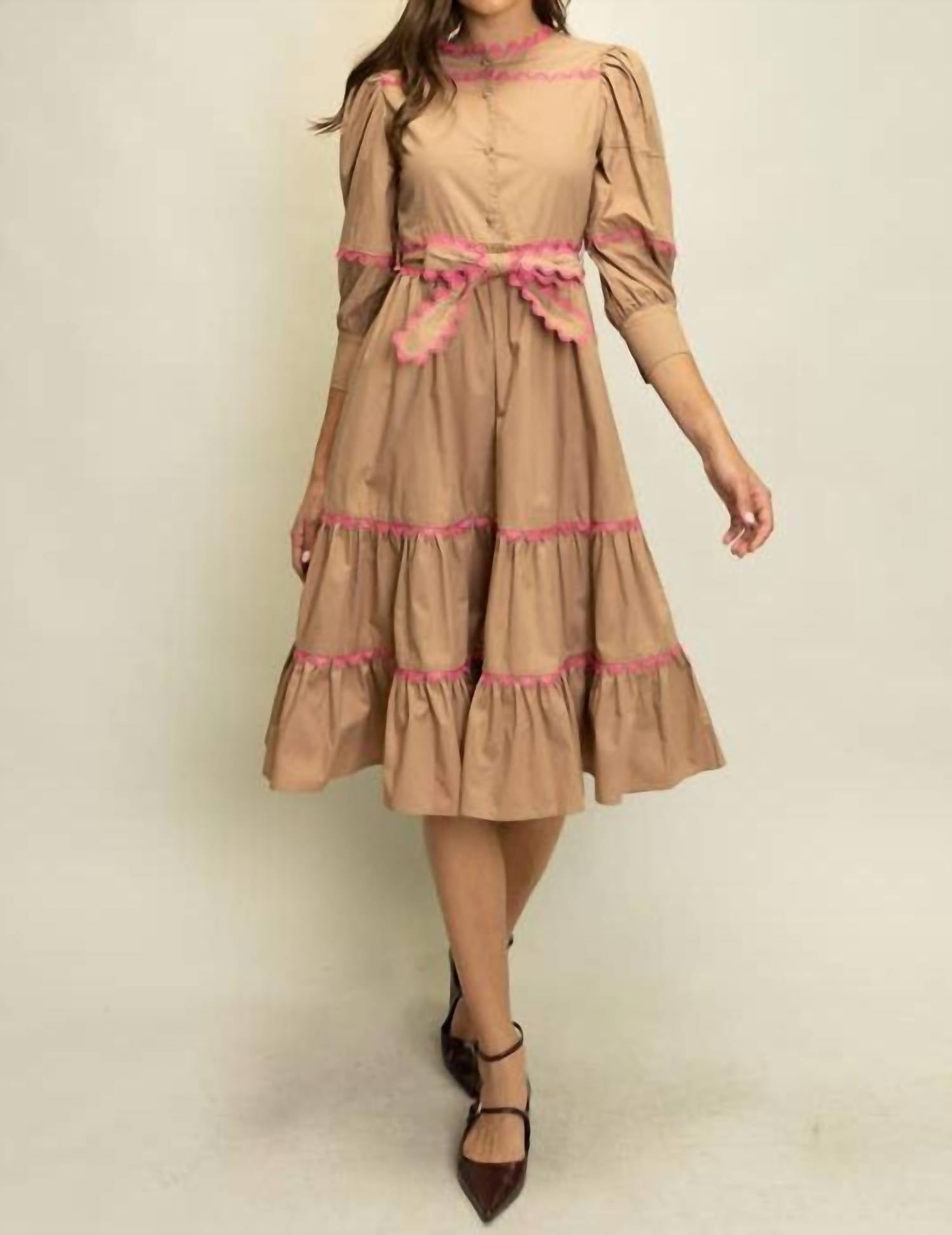Heyson - Scallop Trim Tiered Midi Dress