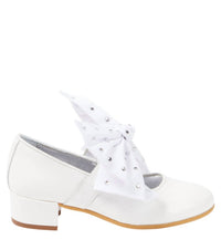 MONNALISA Girls Ballet 35mm Heel Dress Shoes in white - kids' shoe - detail view