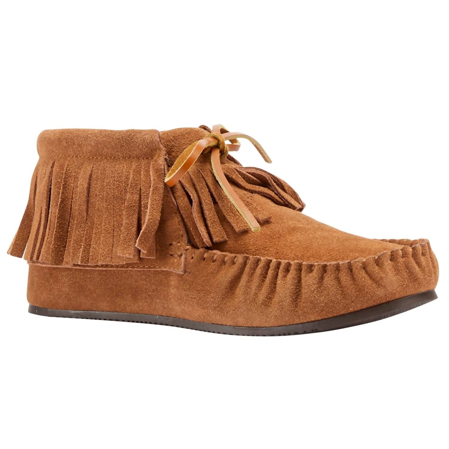 Lamo Women's Ava Moccasin Boots in chestnut - women's shoe - detail view