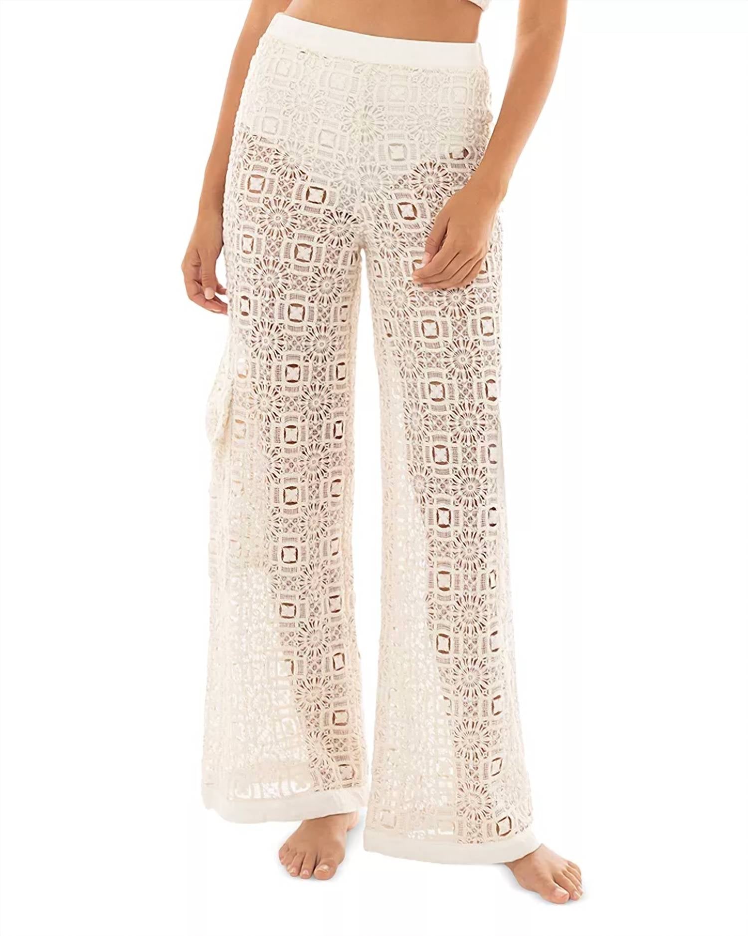 Agua Bendita - Maca Jardim Lace Wide Leg Cover-up Cargo Pants