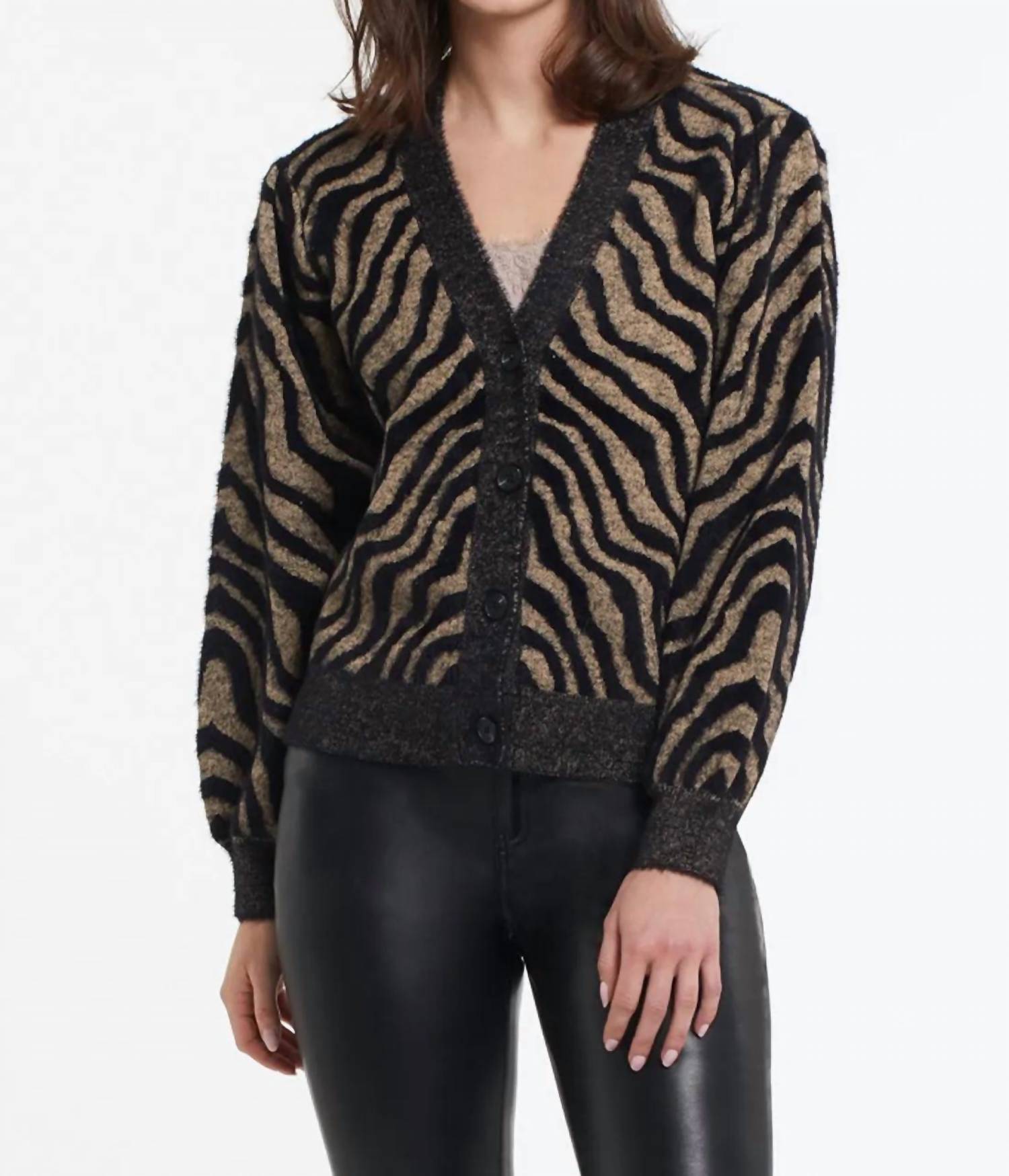 Tribal - Collette Contrast Intarasia Knit Cardigan