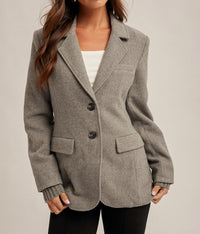 Hem & Thread Cuff Rib Layered Blazer in grey - women's jacket