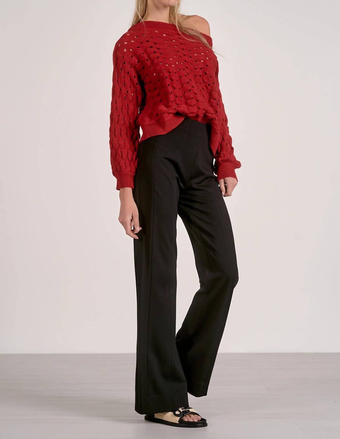 Elan - Wide Neck Open Knit Sweater