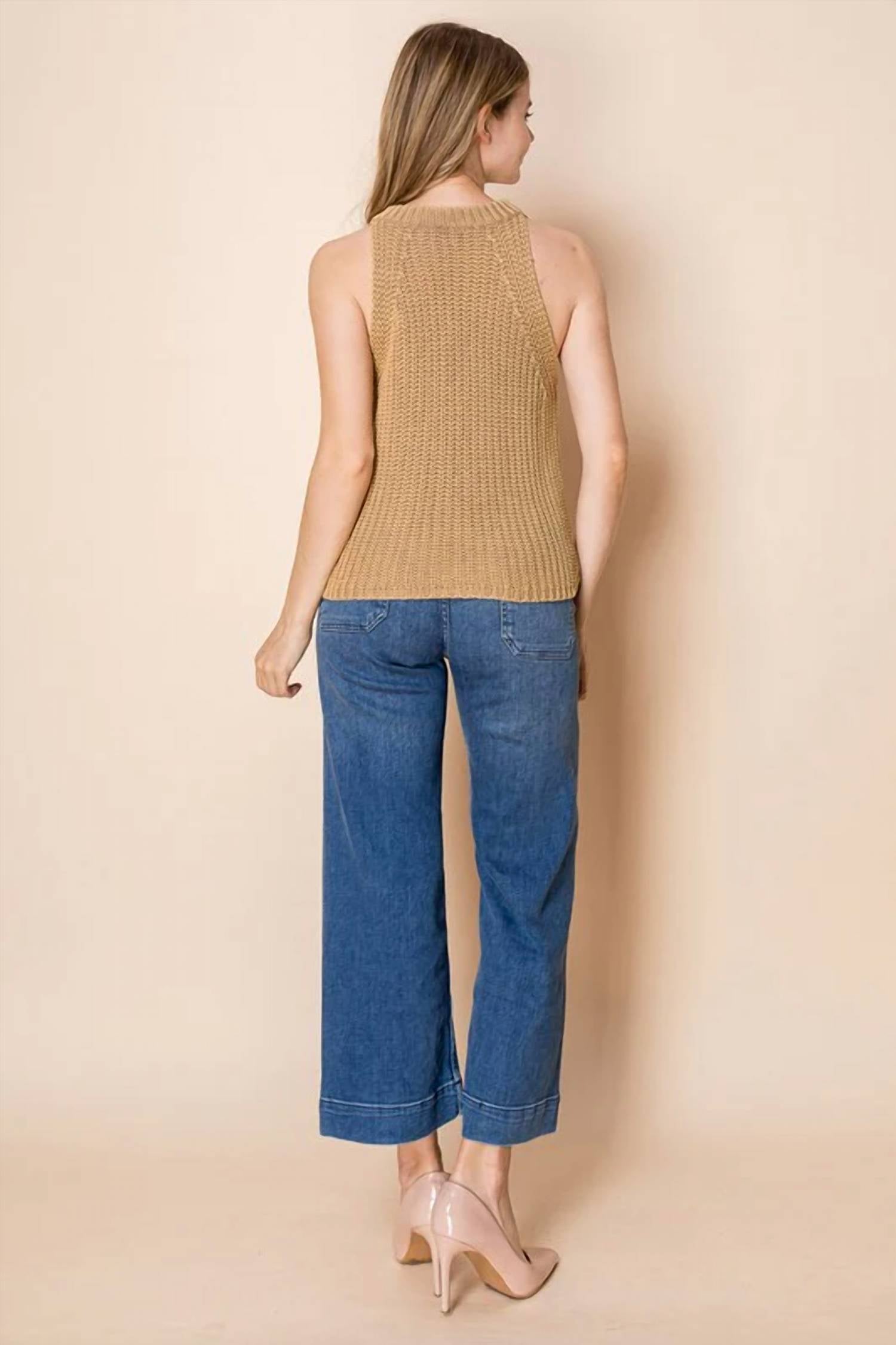 White Birch - Sleeveless Solid Knit Top