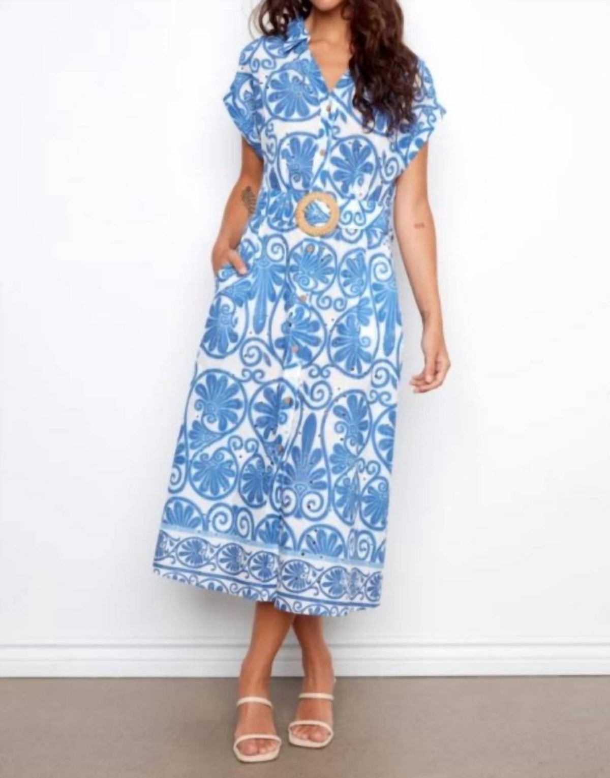 Charlie B - Printed Eyelet Cotton Dress
