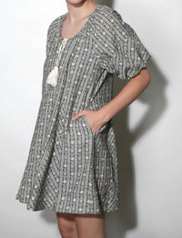 Greylin - Elena Stripe Bubble Sleeve Mini Dress