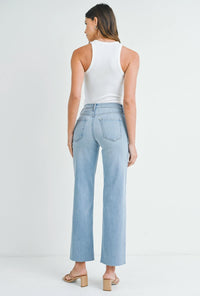 Just Black Denim - Slim Palazzo With Cut Hem Denim Jean