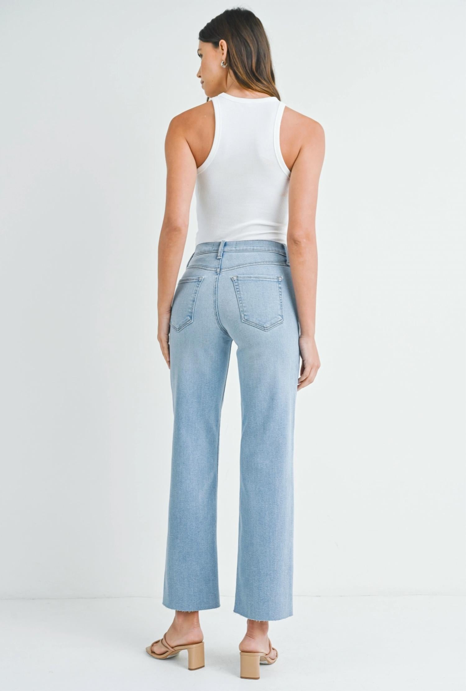 Just Black Denim - Slim Palazzo With Cut Hem Denim Jean