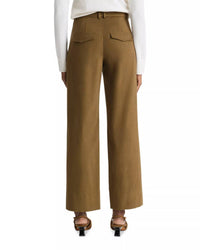Vince - Mid Rise Faux Leather Trim Straight Leg Pant