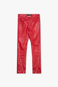 VALABASAS Men’s Merdali Faux Leather Skinny Pants in red - men's jeans