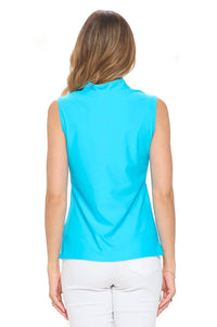 Aryeh Elaine Sleeveless Zip Top in sky blue - women's tank top - detail view