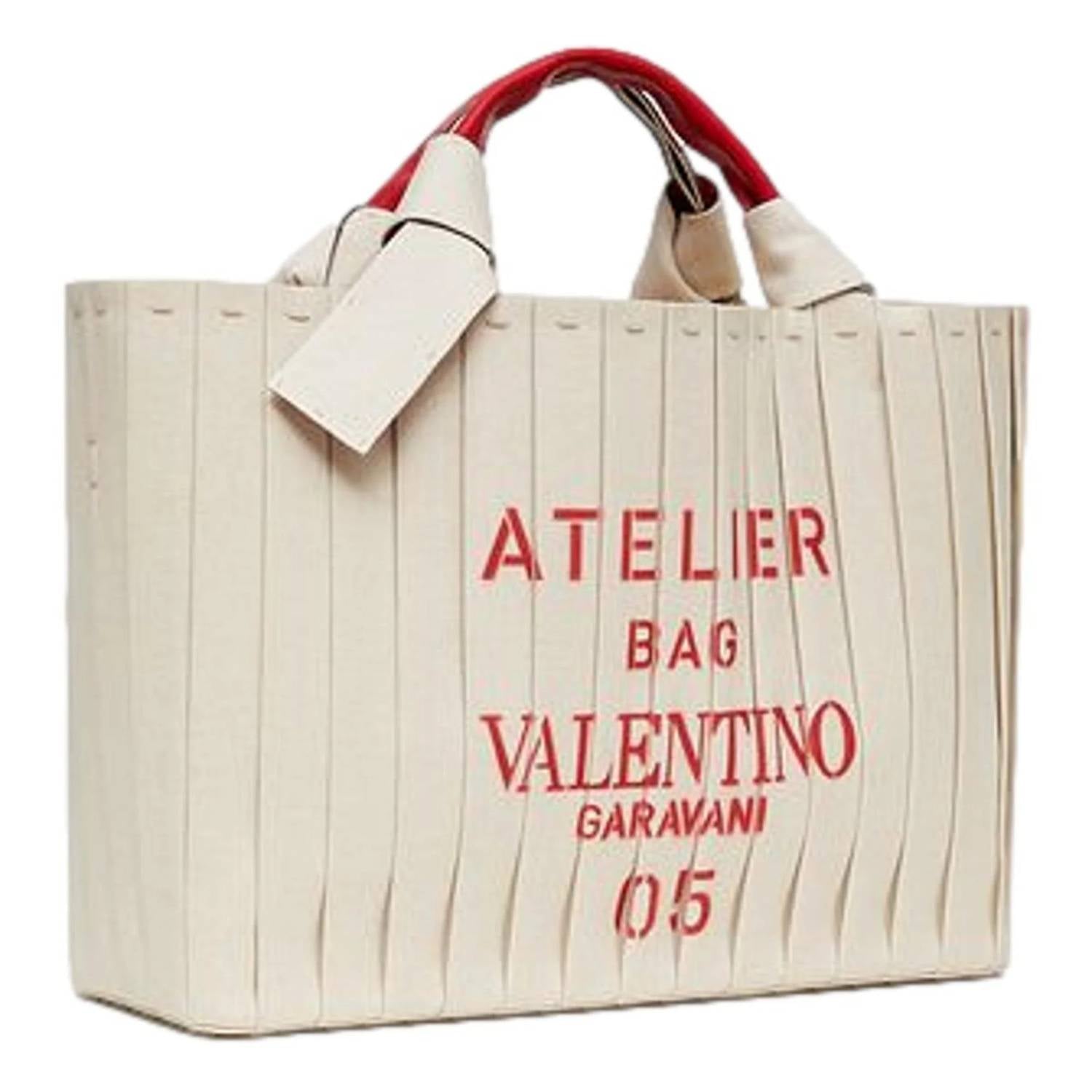 Valentino Garavani - Women's Plissé Edition Sac Atelier Large Canvas Tote Bag