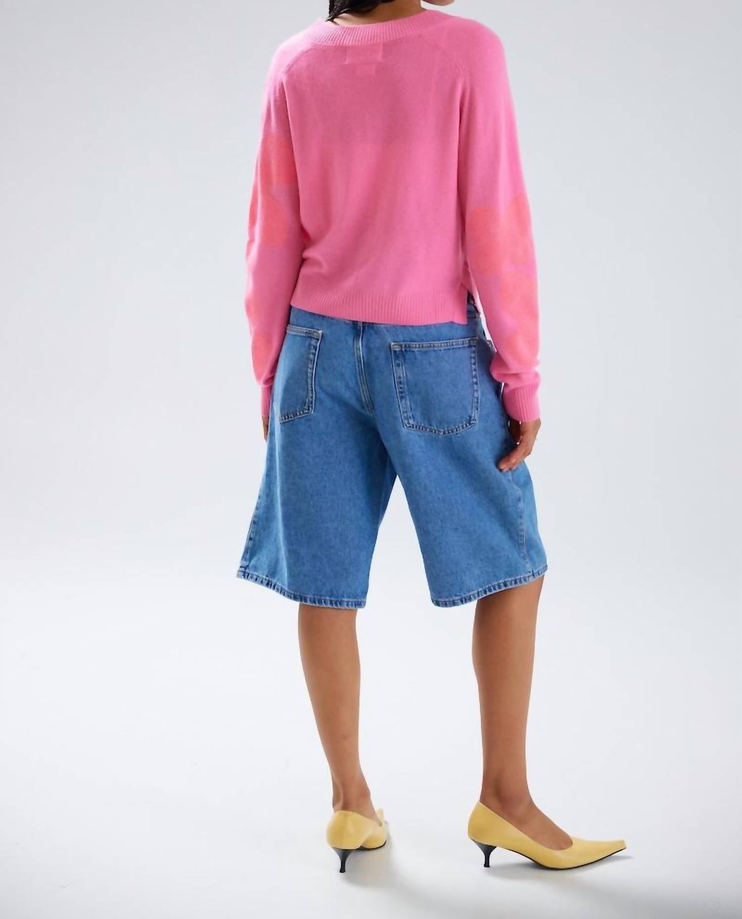 Colorush Embroidered Cocolina Sweater Top in pink - women's sweater - detail view