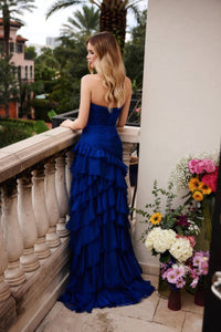 Ava Presley Strapless Chiffon Dress in cobalt - women's dress - alternate view