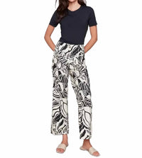 Charlie B - Women's Screen Printed Cropped Linen Blend Pants