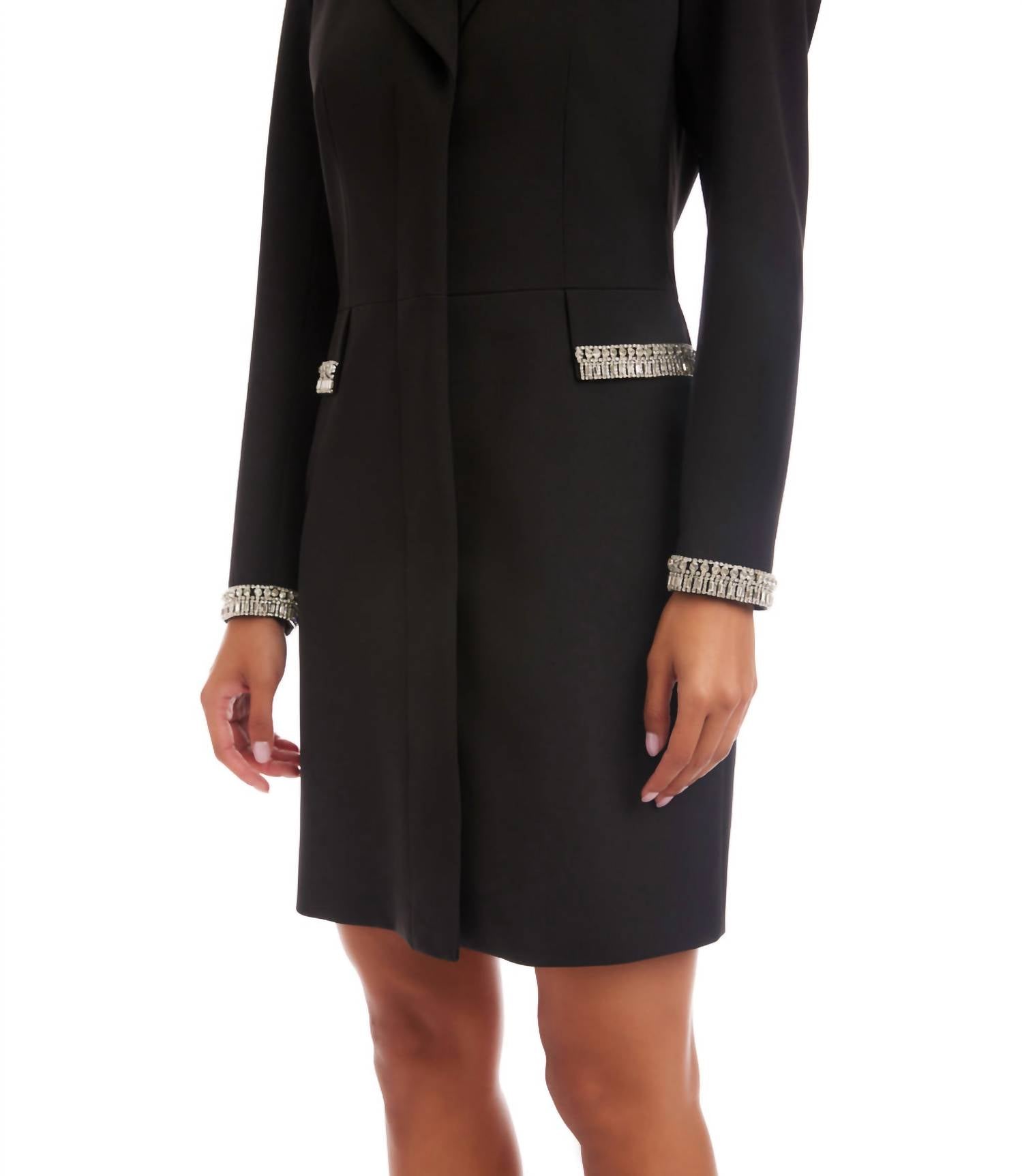 Karen Kane Embellished Cocktail Mini Blazer Dress in black - women's dress - view 4