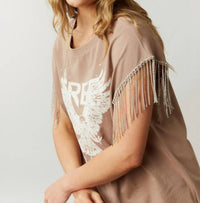 Fantastic Fawn - Free As A Bird Rhinestone Fringe Tee