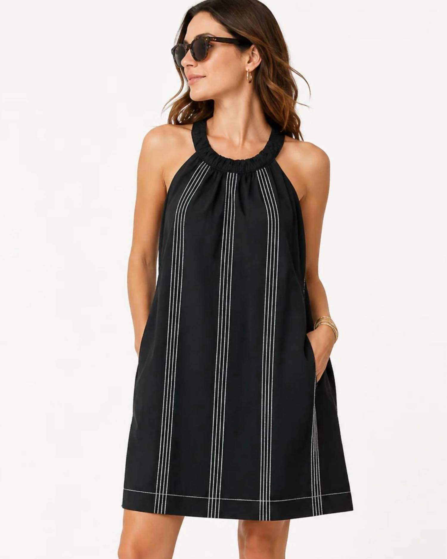 Strut & Bolt - Finley Stitch Contrast Halter Neck Dress