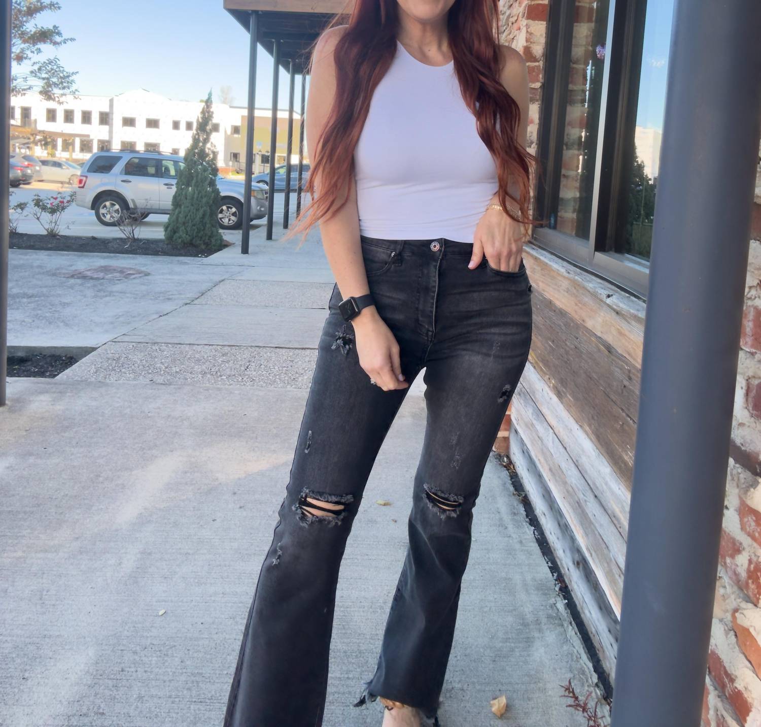 Risen - Kari Distressed Flare Jeans